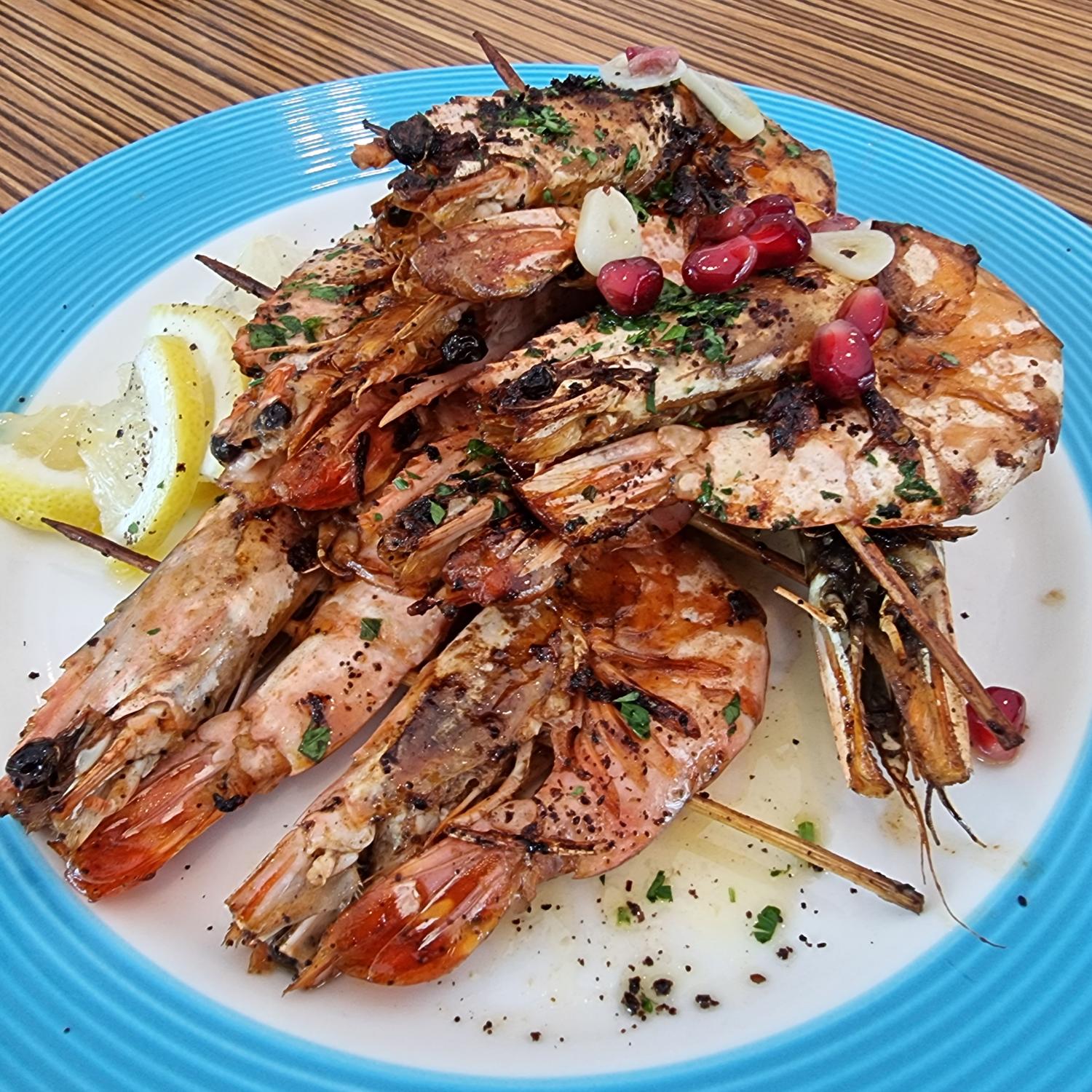 Grilled Prawn Kebab in Mediterranean Style
