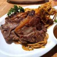 Grilled Lamb Chop with Spaghetti Aglio e Olio